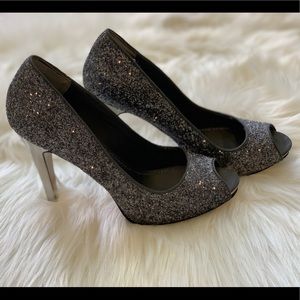 Nine West Wescher Glitter Toe Peep Pumps